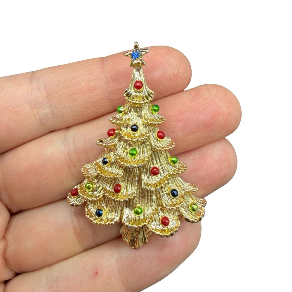 Vintage Jewelry Christmas Tree Brooch Pin